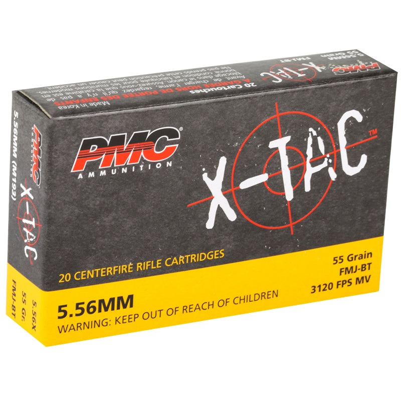 PMC X-Tac 5.56x45mm NATO 55 gr Full Metal Jacket Boat Tail (FMJBT) 20ct (556X)