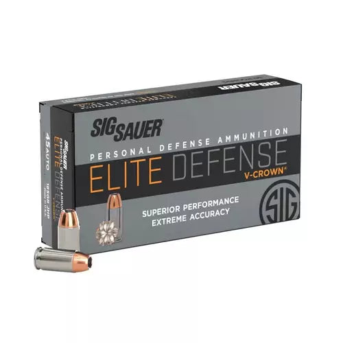 SIG Sauer 45ACP Elite Defense Vcrown185 gr JHP (E45AP0-50)