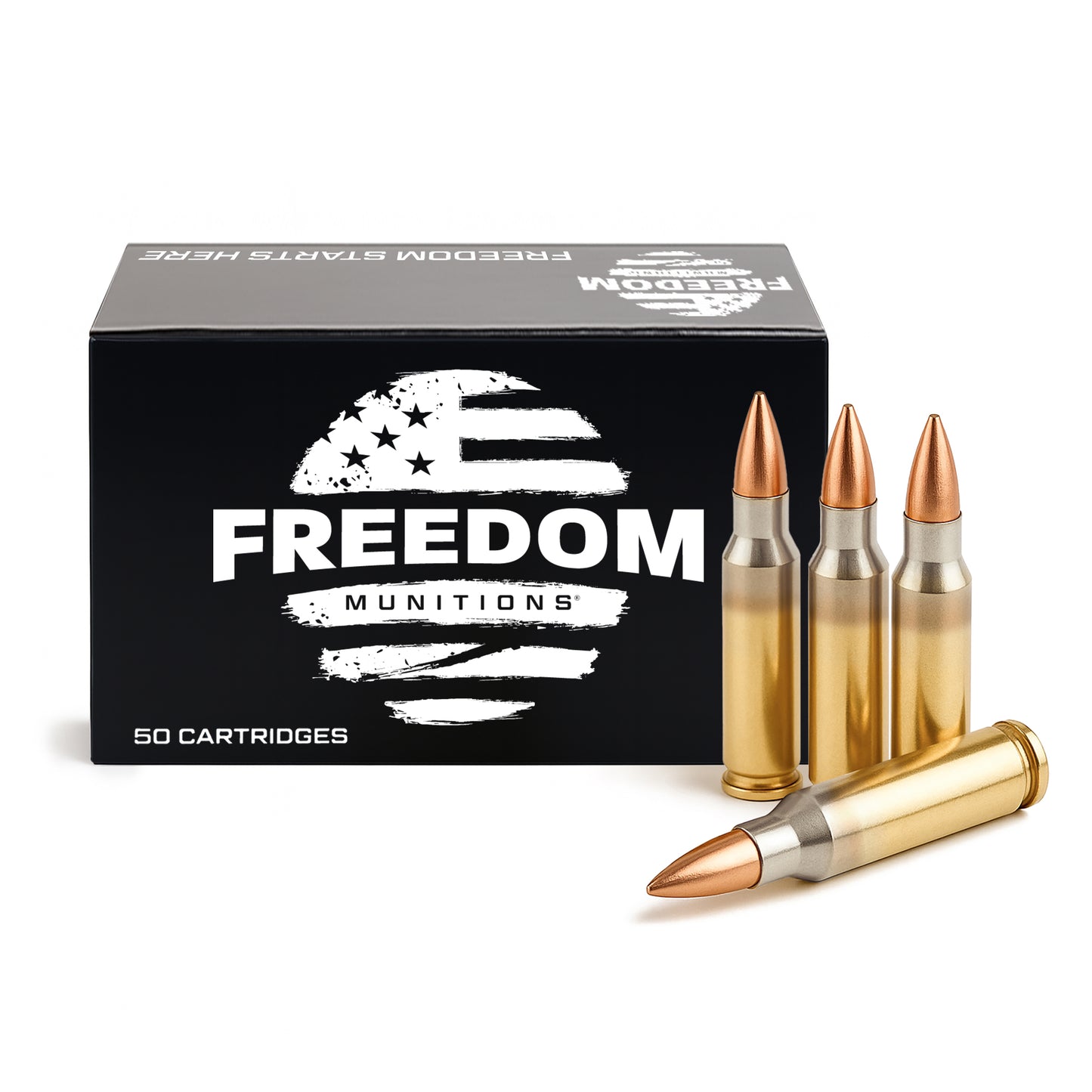 Freedom Munitions 62 Gr 5.56 M855 Full Metal Jacket (FMJ) Ammo, 50 rounds, New