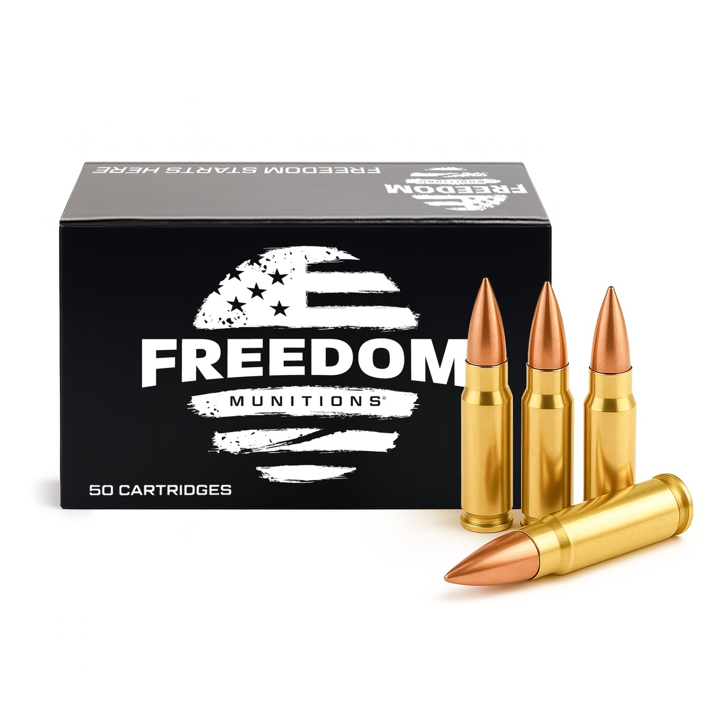 Freedom Munitions 147 Gr 7.62x39 Full Metal Jacket (FMJ) Ammo, 50 rounds, New
