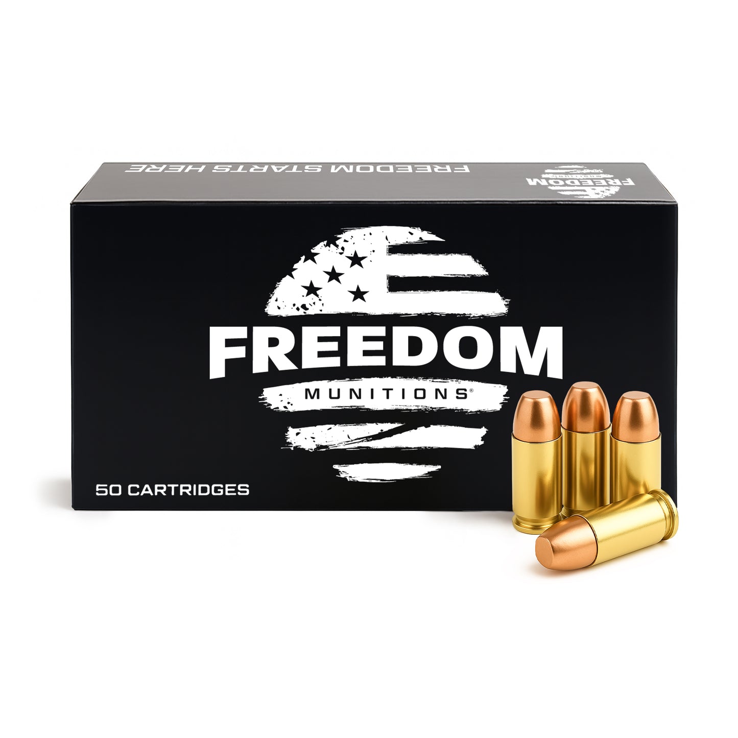 Freedom Munitions 135 Gr 9mm Luger Round Nose Flat Point (RNFP) Ammo, 50 rounds, New