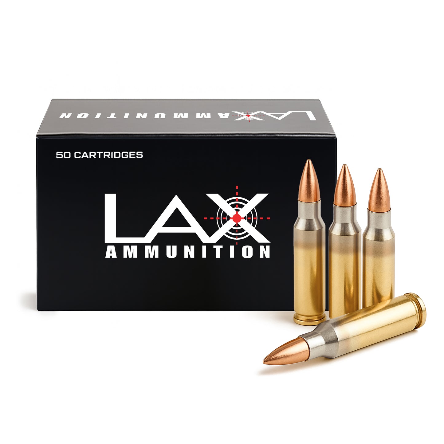 LAX Ammunition 55 Gr 5.56 Full Metal Jacket (FMJ) Ammo, 50 rounds, New