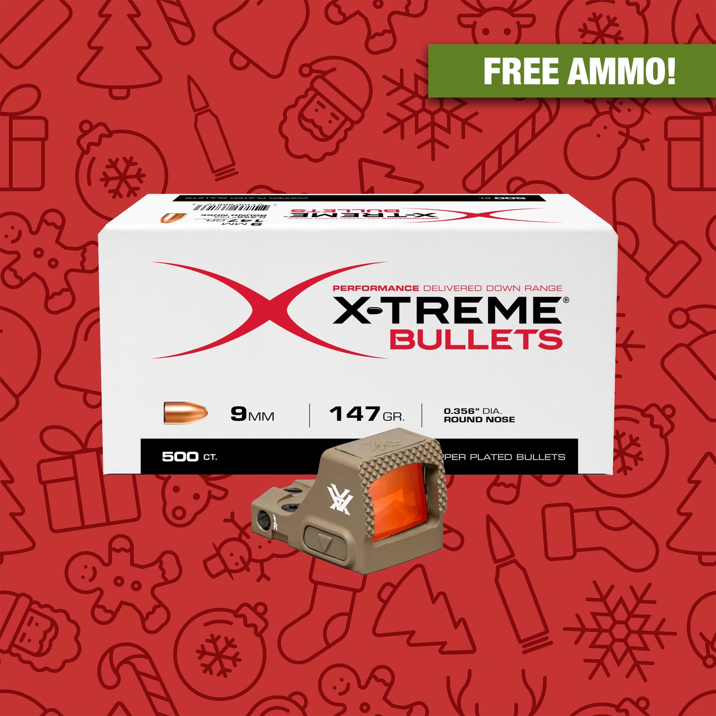 X-Treme Precision Plated 9mm 147 gr Bullet + Red Dot Pack