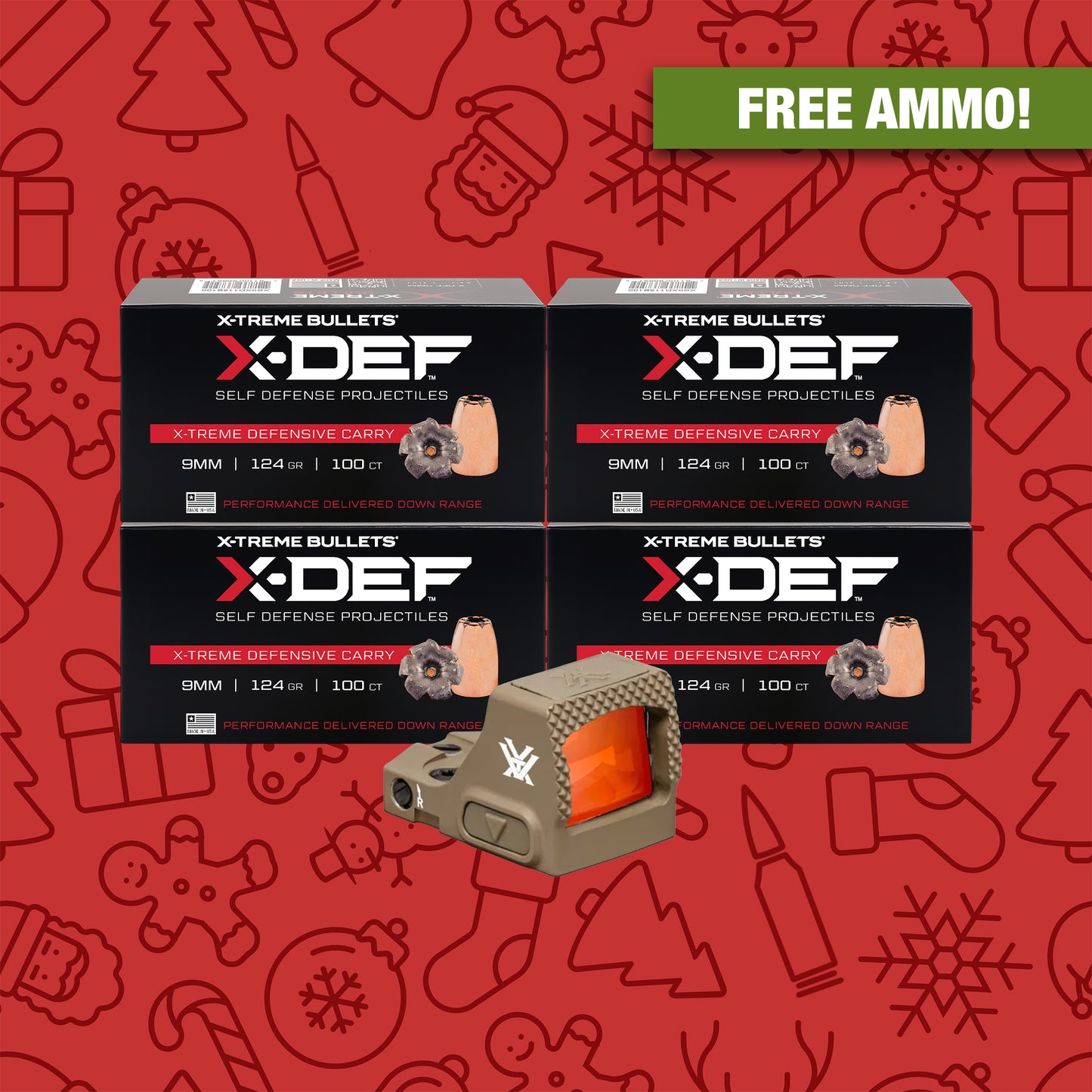 X-Treme X-DEF Defense 9mm Bullet + Red Dot Pack