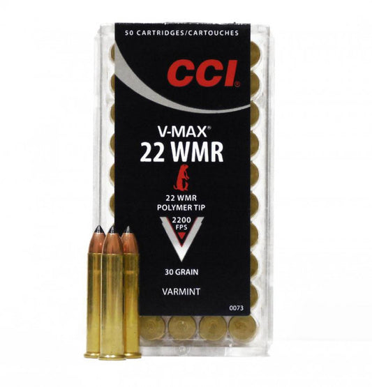 CCI .22 WMR 30 Grain Hornady V-Max Polymer Tip (PT) (0073)