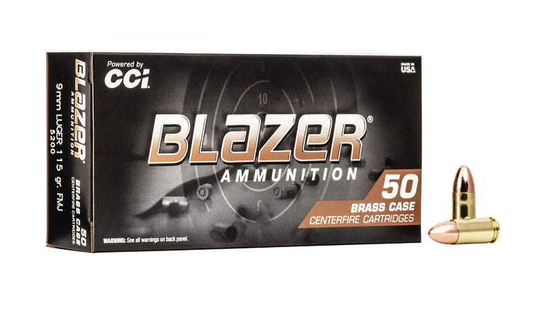 CCI 9mm Luger 115 gr FMJ Blazer Brass (5200)