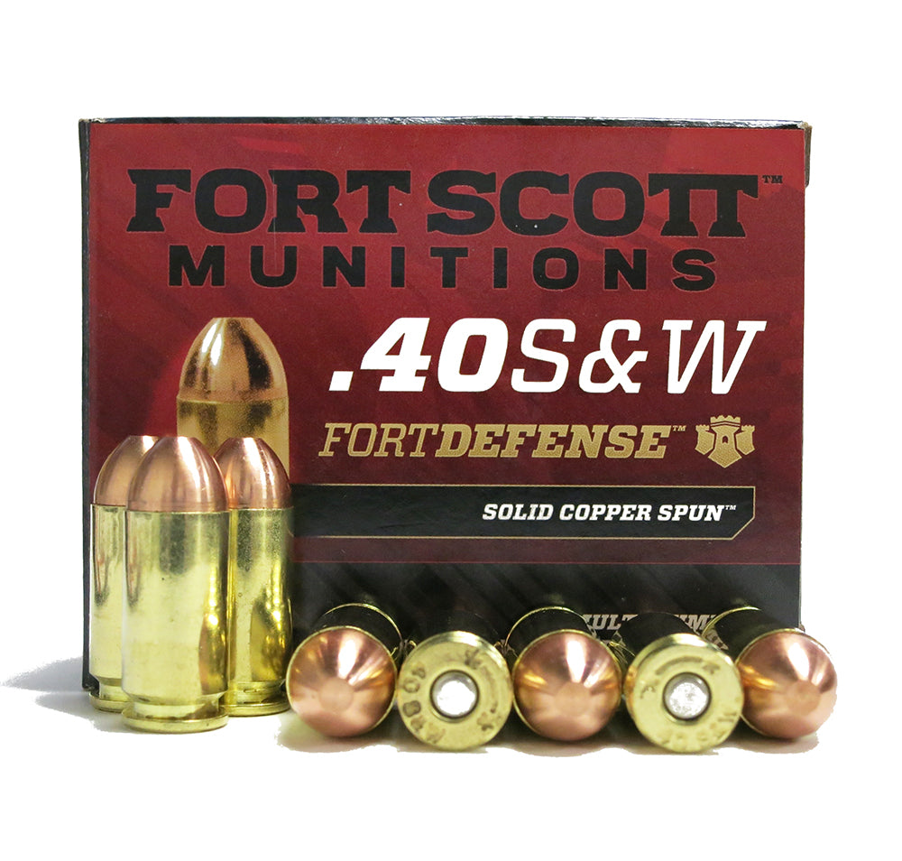 Fort Scott Munitions 40 S&W 125 gr Fort Defense TUI Solid Copper Spun 20 RDS (FS40125SCS)