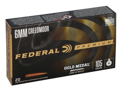 FEDERAL 6MM CREEDMOOR 105GR BTHP GOLD MEDAL BERGER (GM6CRDBH1)