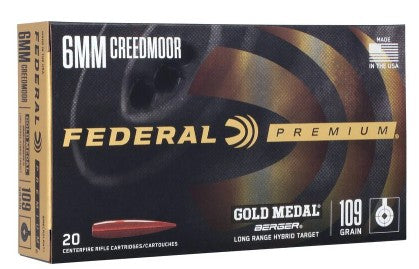 Federal Premium Gold Medal 6mm Creedmoor 109 Grain Long Range (GM6CRDLRHT1)