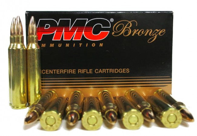 PMC Bronze 223 Rem 55 gr Full Metal Jacket Boat Tail (FMJ BT) 20 ct (223A)