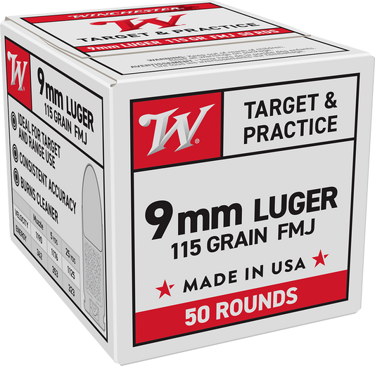 Winchester 9mm 115 gr FMJ (W9MM50)