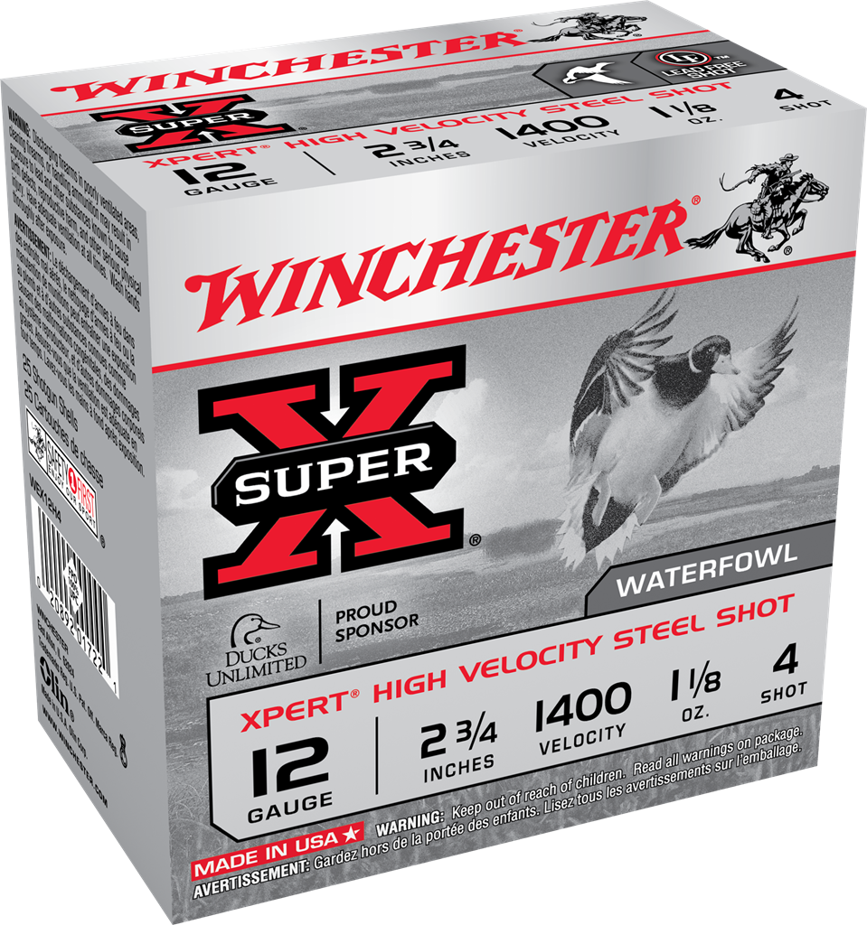 Winchester XPERT 12 GA. 2-3/4 IN. High Velocity Steel Shot #4 SHOT 25 RDS (WEX12H4)