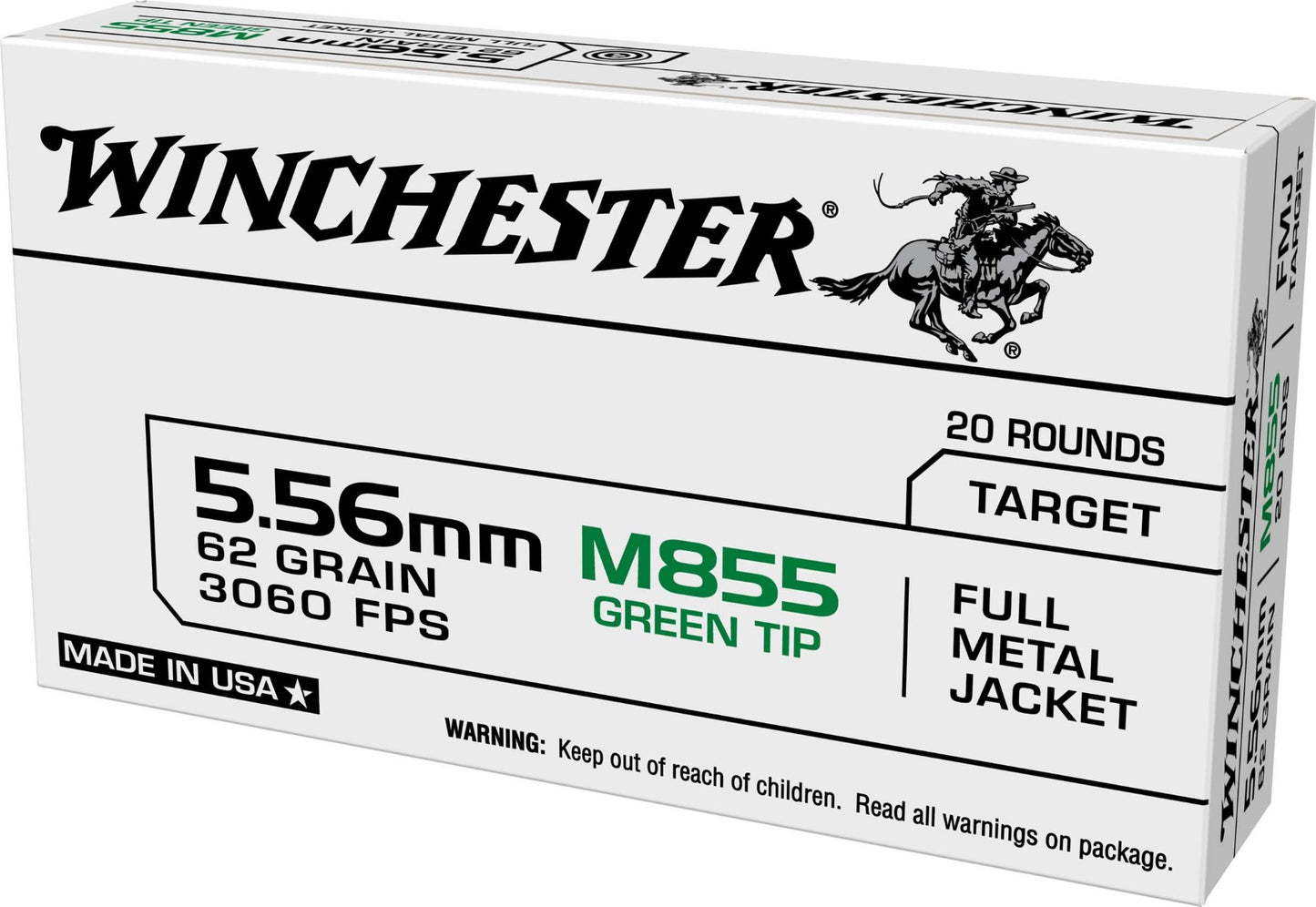 Winchester 5.56 NATO M855 62 gr FMJ 20rd (WM855K)