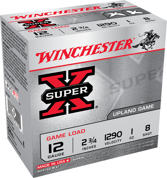 Winchester SuperX 12 GA 2-3/4 IN. 1 OZ. Game Load #8 SHOT 25 RDS (XU128)