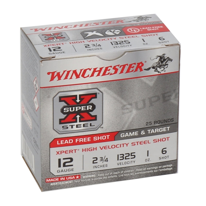 Winchester XPERT 12 GA. 2-3/4 IN. High Velocity Steel Shot 1280 FPS #6 SHOT 25 RDS (WE12GTH6)