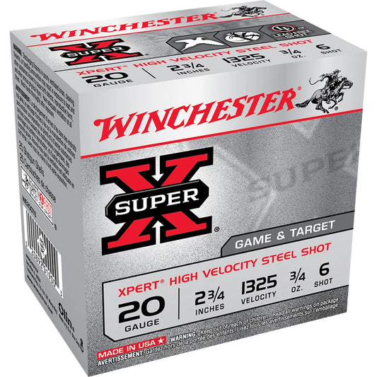 Winchester XPERT 20 GA. 2-3/4 IN. High Velocity Steel Shot #6 SHOT 25 RDS (WE20GT6)