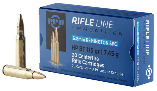 PPU PP68H Standard Rifle 6.8mm Rem SPC 115 gr Hollow Point Boat (PP68H)
