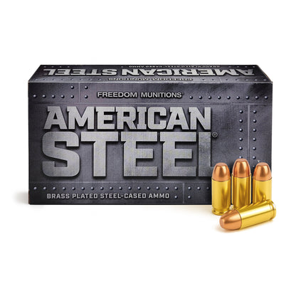 Freedom Munitions American Steel 100 Gr 380 Auto Round Nose Flat Point (RNFP) Ammo, 50 rounds, New