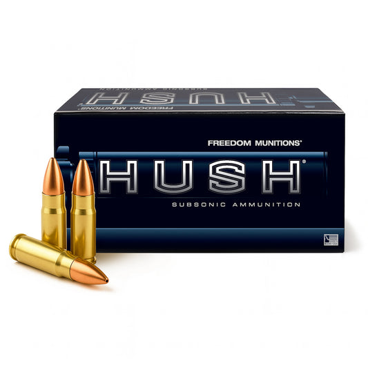 Freedom Munitions HUSH Subsonic 220 Gr 300 Blackout Hollow Point Boat Tail (HPBT) Ammo, 50 rounds, New