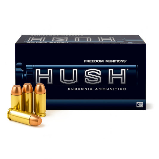 Freedom Munitions HUSH Subsonic 200 Gr 10mm Round Nose Flat Point (RNFP) Ammo, 50 rounds, New