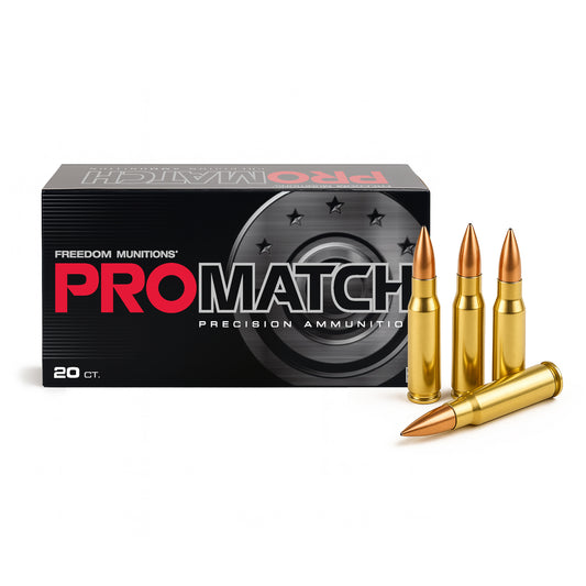 Freedom Munitions ProMatch 155 Gr 308 Winchester Hollow Point Boat Tail (HPBT) Ammo, 20 rounds, New