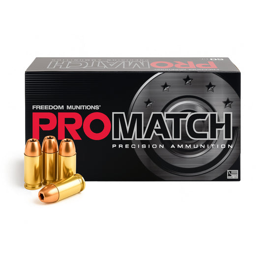 Freedom Munitions ProMatch 124 Gr 9mm Luger Hollow Point (HP) Ammo, 50 rounds, New
