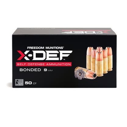 Freedom Munitions X-DEF Defense 124 Gr 9mm Luger Hollow Point (HP) Ammo, 50 rounds, New