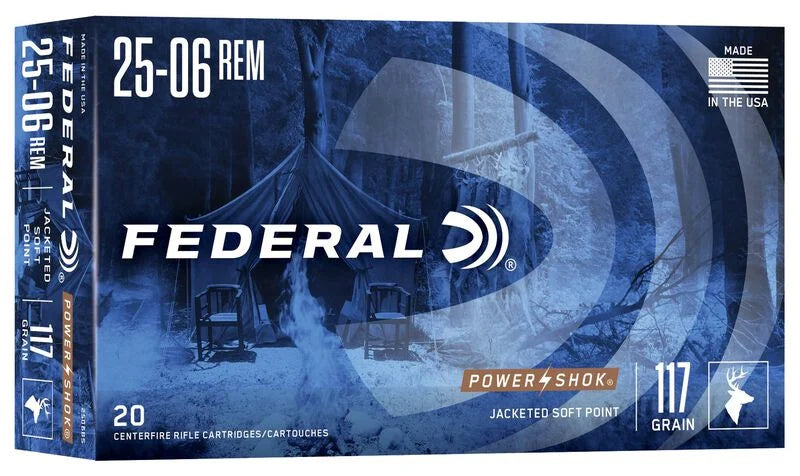 Federal Power-Shok 25-06 Rem, 117 Gr, Jacketed Soft Point, 20 ct (2506BS)