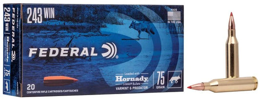 FEDERAL 243 WIN 75 GRAIN HORNADY V MAX BULLET (V243VM75)