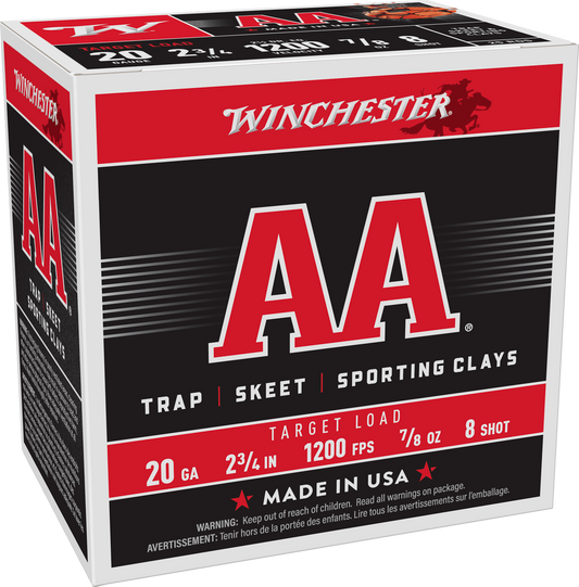 Winchester AA 20 GA 2 3/4 1200 fps 7/8oz #8 (AA208)