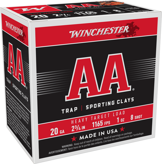 Winchester AA Heavy Target Load 20 GA 2-3/4" 1 OZ #8 SHOT 25 ROUNDS (AAH208)