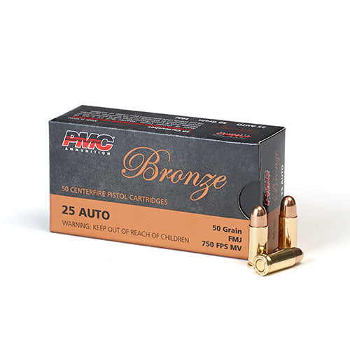 PMC Bronze 25 Auto 50 gr Full Metal Jacket (FMJ) 50 ct (25A)