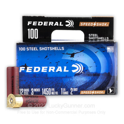 Federal 12 GA 3" 1 1/4oz 2 Shot Speed Shok 100ct (WF1421002)