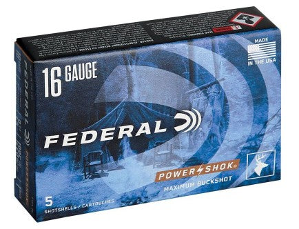 Federal Power Shok 16 Ga 2 3/4 1225 fps 12 pellets # 1 Buck (F1641b)