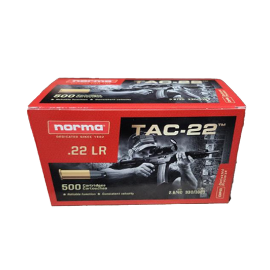 Norma 22 LR 40 gr Lead Round Nose (LRN) 500 ct (TAC-22)