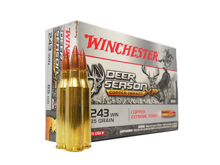 Winchester 243 Win Ammo - 85 Grain Deer Season Copper Impact XP (LEAD FREE) 20 ROUNDS (X243DSLF)