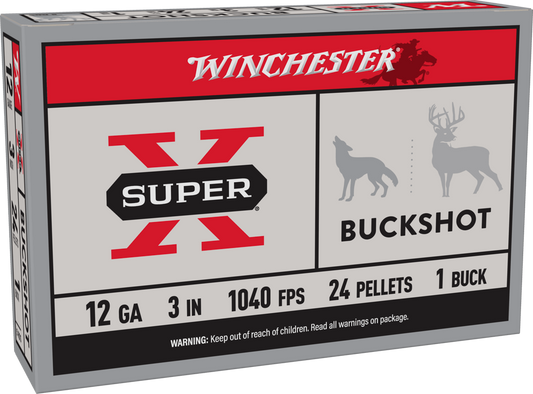 Winchester SuperX 12 GA 3 1040 fps 24 Pellets #1 Buck (XB1231)